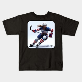 American Woman Ice Hockey Player #11 Kids T-Shirt